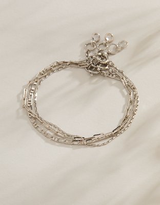 AE Keepers Collection Platinum Plated Bracelet 3-Pack - Silver