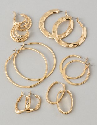 AE Hoop Earrings 6-Pack - Gold