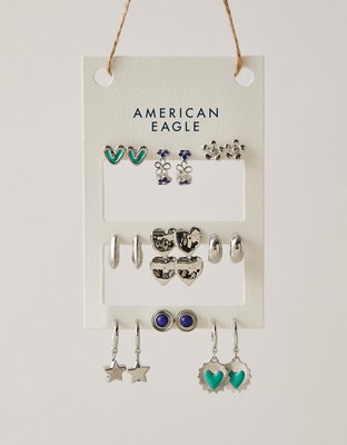AEO Blue & Metallic Earring 9-Pack - Silver