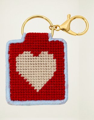 Lucky Feather Big Heart Needlepoint Keychain Kit - Multi