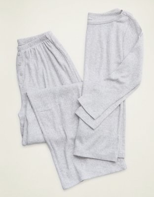 OVERSLEPT by Aerie Pointelle Pant - Light Heather Gray