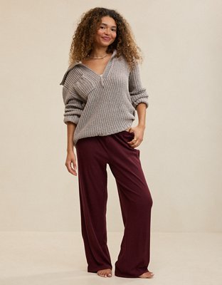 OVERSLEPT by Aerie Pointelle Pant - Royal Berry