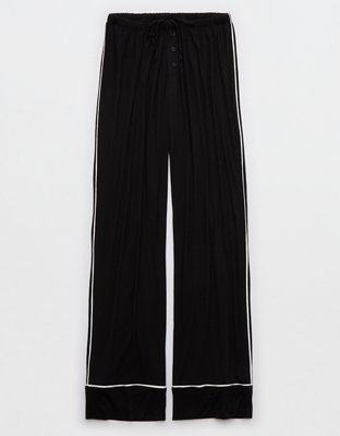 OVERSLEPT by Aerie Real Soft® Piping PJ Pant - True Black