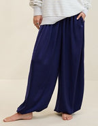 OVERSLEPT by Aerie Liquid Satin Balloon Pant - Navy