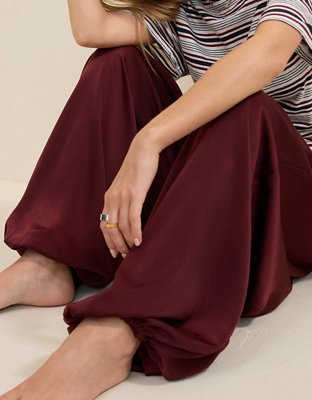 OVERSLEPT by Aerie Liquid Satin Balloon Pant - Royal Berry