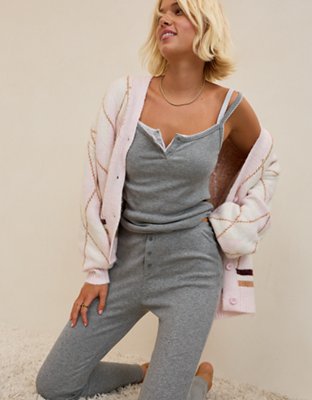 OVERSLEPT by Aerie Pointelle Legging - Dark Heather Gray