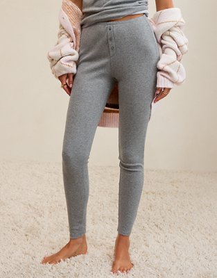 OVERSLEPT by Aerie Pointelle Legging - Dark Heather Gray