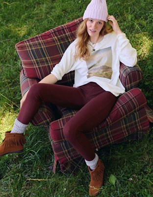 OVERSLEPT by Aerie Pointelle Legging - Royal Berry