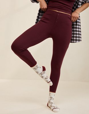 OVERSLEPT by Aerie Pointelle Legging - Royal Berry
