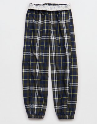 OVERSLEPT by Aerie Flannel Balloon Pant - Navy