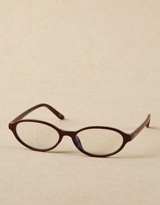 AE Thin Oval Blue Light Glasses - Burgundy