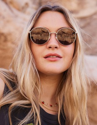 AE Retro Round Brown Sunglasses - Brown