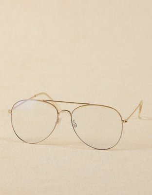 AE Metal Frame Blue Light Eyeglasses - Gold
