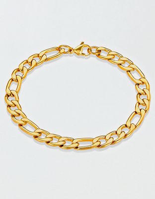 West Coast Jewelry Stainless Steel 8mm Figaro Chain Bracelet - Golden