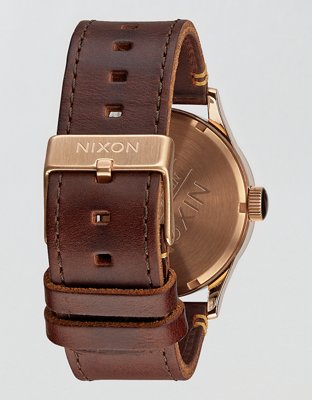 Nixon Sentry Leather Watch - Rose Gold