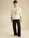 AE Boxy Fit Halloween Snoopy Long Sleeve Graphic T-Shirt - Cream