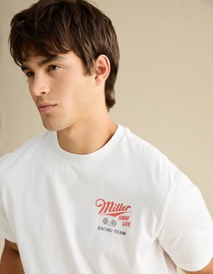 AE Standard Fit Miller High Life Graphic T-Shirt - White
