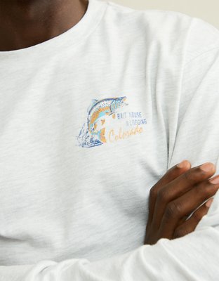 AE Standard Fit Rocky Mountain Long-Sleeve Graphic T-Shirt - Heather Gray