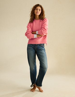AE Whoa So Soft Cropped Sweater - Coral