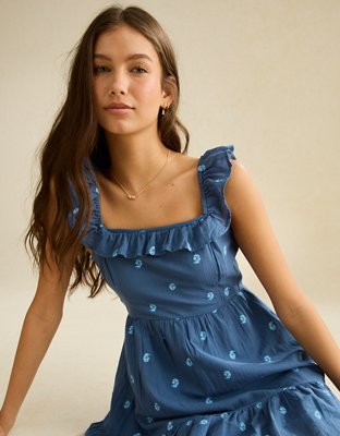 AE Ruffle Mini Dress - Blue