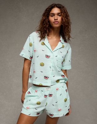 AE Cotton Gauze Short-Sleeve PJ Set - Mint