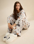 AE Luxe Plush Snoopy Long Sleeve + Pant PJ Set - Light Heather Gray