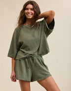 Aerie It's Casual Knit Slub Short - Olive Fun