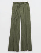Aerie It's Casual Knit Slub Trouser - Olive Fun