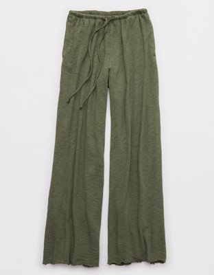 Aerie It's Casual Knit Slub Trouser - Olive Fun