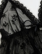 OVERSLEPT by Aerie Sheer Lace Nightie - True Black