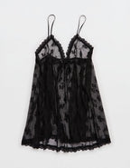 OVERSLEPT by Aerie Sheer Lace Nightie - True Black