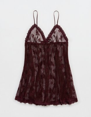 OVERSLEPT by Aerie Sheer Lace Nightie - Royal Berry