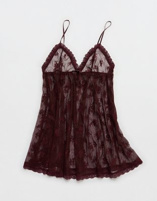 OVERSLEPT by Aerie Sheer Lace Nightie - Royal Berry
