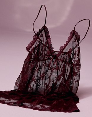 OVERSLEPT by Aerie Sheer Lace Nightie - Royal Berry