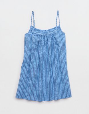 OVERSLEPT by Aerie Seersucker Babydoll Nightie - Horizon Sky