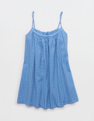 OVERSLEPT by Aerie Seersucker Babydoll Nightie - Horizon Sky