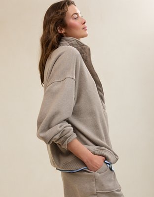 Aerie Oh Snap! Sweatshirt - Heathered Taupe