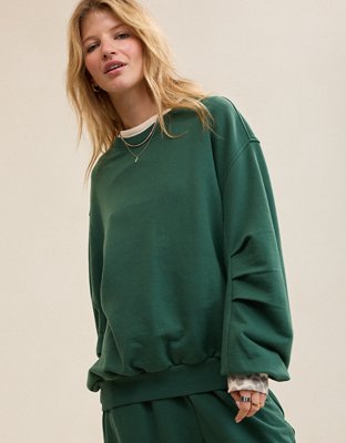 Aerie Jet Setter Crew Sweatshirt - Rugged Green