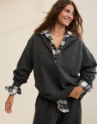 Aerie Oh Zip! Sweatshirt - Smoked Gray
