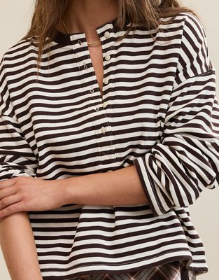 Aerie Alumni Henley Sweatshirt - Deep Earth