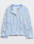 Aerie Alumni Henley Sweatshirt - Horizon Sky