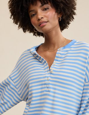 Aerie Alumni Henley Sweatshirt - Horizon Sky