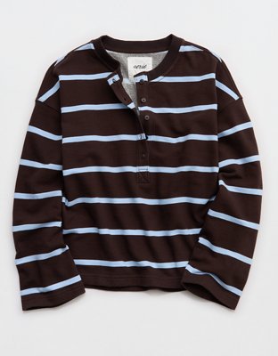 Aerie Alumni Henley Sweatshirt - Cloudy Blue