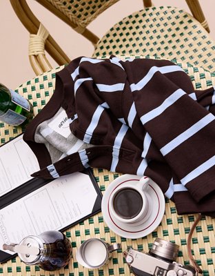 Aerie Alumni Henley Sweatshirt - Cloudy Blue