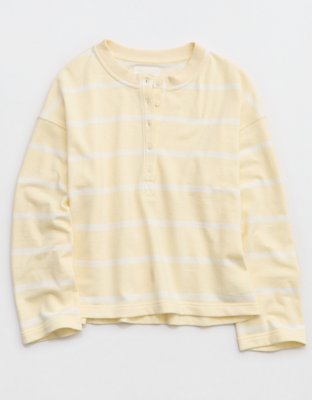 Aerie Alumni Henley Sweatshirt - Cozy Yellow