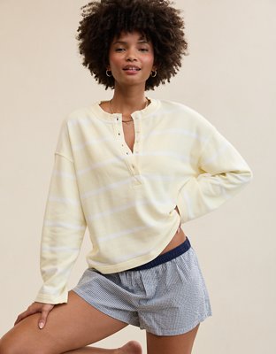 Aerie Alumni Henley Sweatshirt - Cozy Yellow