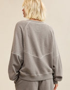 Aerie Go-To Classic Length Crew Sweatshirt - Heathered Taupe