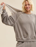 Aerie Go-To Classic Length Crew Sweatshirt - Heathered Taupe