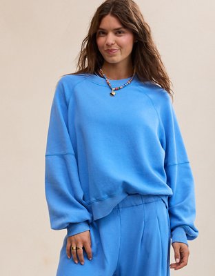 Aerie Go-To Classic Length Crew Sweatshirt - Rome Blue
