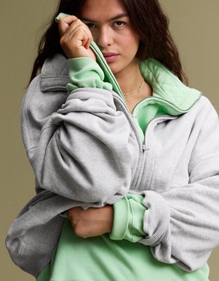 Aerie Oh Zip! Sweatshirt - Medium Heather Gray